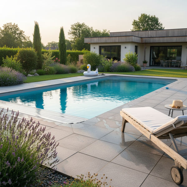 Piscines coques avec volet roulant immergé à Selestat vers Molsheim respectant la norme sécurité piscine NF P 90 308