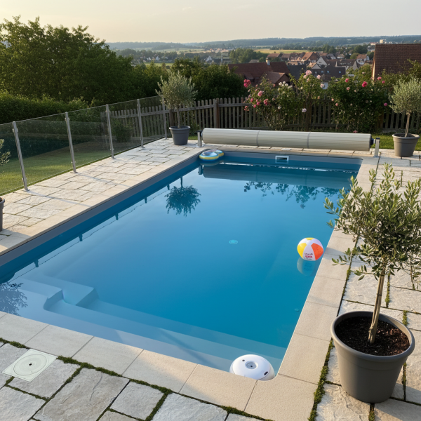 Piscines coques fond plat pour usage familial à Obernai vers Molsheim avec accès sécurisé marches larges et entretien facilité
