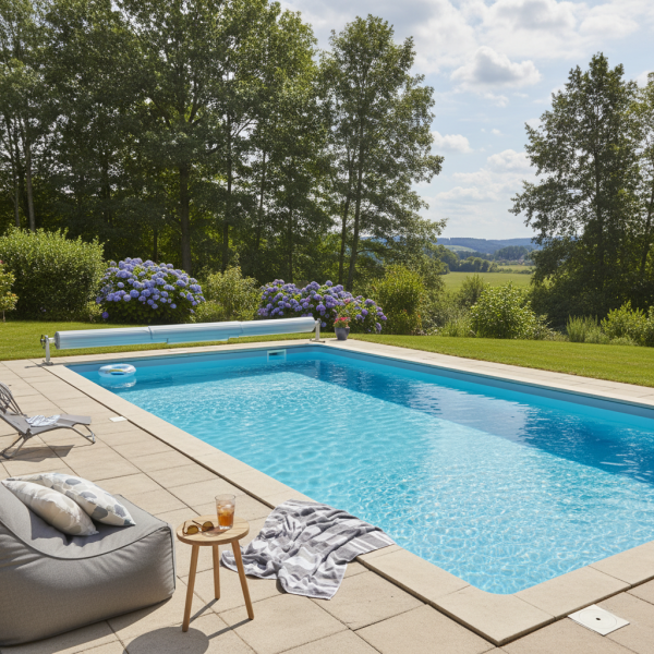 Piscines coques polyester durables à Molsheim vers Obernai avec gel coat résistant profondeur constante et confort de baignade familial